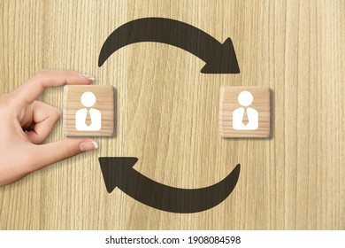 Job Rotation Or Staff Turnover Icon On Wooden Blocks