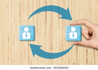 Job Rotation Or Staff Turnover Icon On Wooden Blocks