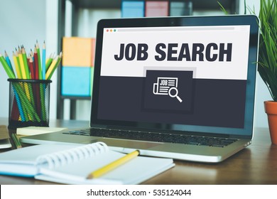 Job Search Icon Concept On Laptop Screen