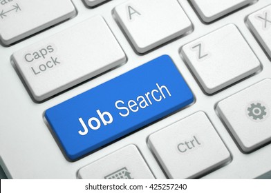 Job Search Written On Blue Button White Keyboard