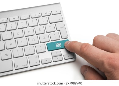 Job text on return key on metallic keyboard - Shutterstock ID 277989740