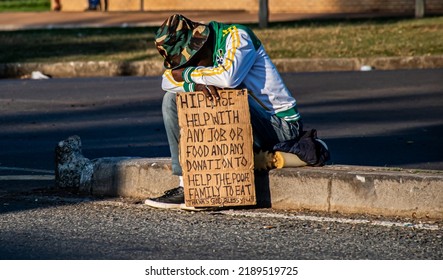 A Jobless Man Sitting Hopeless Next To The Street - 22.04.2022 Gauteng