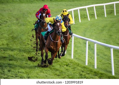 Jockey And Race Horse Taking The Lead In A Race