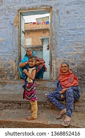 JODHPUR, INDIA, October 31, 2017 : People in the streets of Jodhpur, the "Blue City". Jodhpur is a popular tourist destination, featuring many palaces, forts and temples. - Shutterstock ID 1368852416