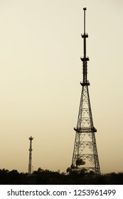 Jodhpur, Rajasthan - May 13, 2018: A Conceptual Depiction Of The Height Comparison Between Two Signal Towers.