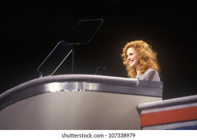 Jodie Evans Addresses Crowd At The 1992 Democratic National Convention At Madison Square Garden, New York