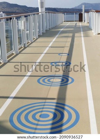 Similar – Image, Stock Photo Cruise ships off Santorini