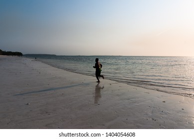 jogging while waiting for sunset