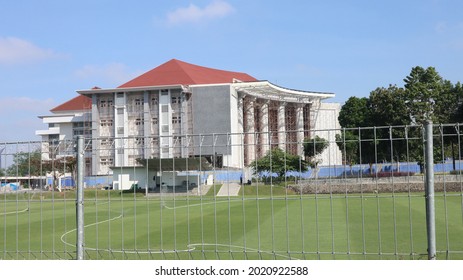 Jogja, Indonesia - July 26, 2021: Law Faculty Building Under Construction At The Islamic University Of Indonesia Or In Brief UII In Indonesian