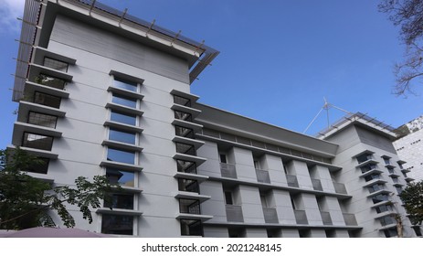 Jogja, Indonesia - July 26, 2021: Central Library Building At Islamic University Of Indonesia, Study Room, Reading Room, Seminar Room, Computer Lab, Library Research Source