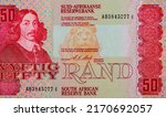 Johan Anthoniszoon "Jan" van Riebeeck (21 April 1619 – 18 January 1677); Head of a lion (Panthera leo). Portrait from South Africa 50 Rand (1984-1990) Banknotes.