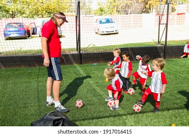 JOHANN, SOUTH AFRICA - Feb 03, 2021: Johannesburg, South Africa - April 28, 2012: Soccer Football Coaching And Training For Little Kiddies League