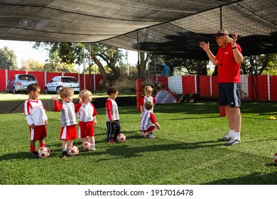 JOHANN, SOUTH AFRICA - Feb 03, 2021: Johannesburg, South Africa - April 28, 2012: Soccer Football Coaching And Training For Little Kiddies League