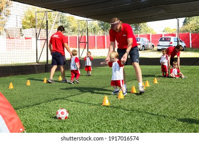 JOHANN, SOUTH AFRICA - Feb 03, 2021: Johannesburg, South Africa - April 28, 2012: Soccer Football Coaching And Training For Little Kiddies League