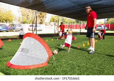 JOHANN, SOUTH AFRICA - Feb 03, 2021: Johannesburg, South Africa - April 28, 2012: Soccer Football Coaching And Training For Little Kiddies League