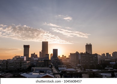 Johannesburg City Skyline During Sunset