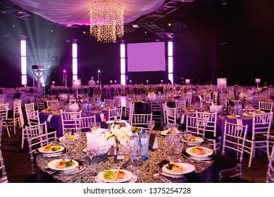 Johannesburg Gauteng South Africa 06092010 Pink Chandelier Gala Dinner Formal Setting Decor