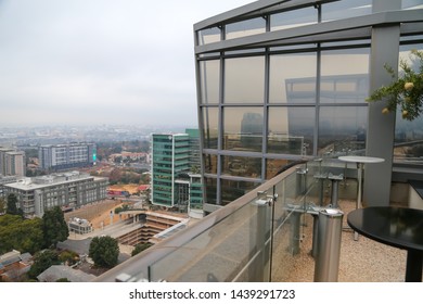 Johannesburg, Gauteng South Africa June 26 2019 Sandton City Scape Through Glass From High Above