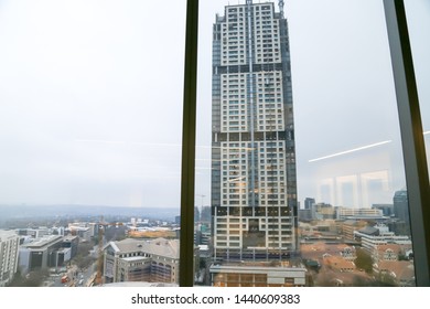 Johannesburg, Gauteng South Africa June 26 2019 Sandton City Scape Through Glass From High Above