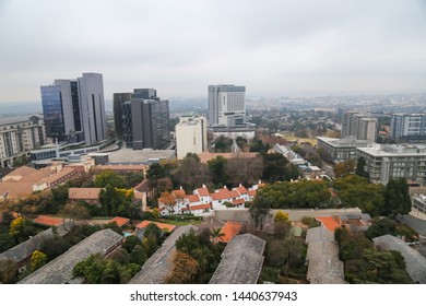 Johannesburg, Gauteng South Africa June 26 2019 Sandton City Scape Through Glass From High Above