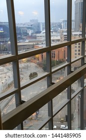 Johannesburg, Gauteng South Africa June 26 2019 Sandton City Scape Through Glass From High Above