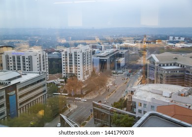 Johannesburg, Gauteng South Africa June 26 2019 Sandton City Scape Through Glass From High Above