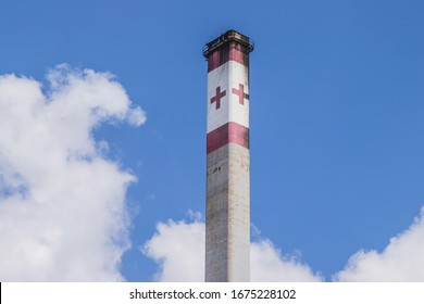 Johannesburg, South Africa, 15th March - 2020: Hospital Smoke Stack For Large Teaching Hospital.