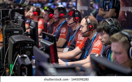 Johannesburg, South Africa, 9th October - 2015: Gamers At Their Computers At An Online Gaming Event. Esports Event.