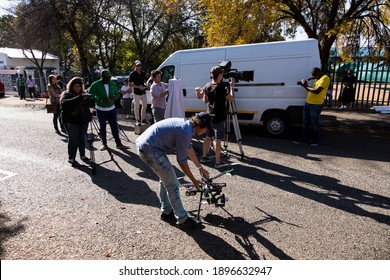 Johannesburg, South Africa - April 30, 2015: Behind The Scenes On Location On Set Of Music Video Production Using A Large Drone For Filming