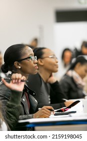 JOHANNESBURG, SOUTH AFRICA - Aug 11, 2021: Diverse Adult Delegates Attending A Business Lecture In A Classroom