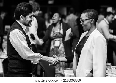 Johannesburg, South Africa - August 18, 2017: Delegates Networking At A Sales Convention In Large Conference Hall