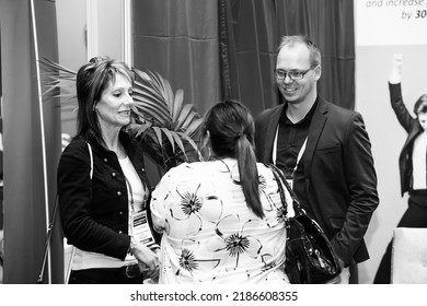 Johannesburg, South Africa - August 20, 2015: Delegates Networking At A Sales Convention In Large Conference Hall