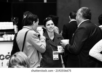 Johannesburg, South Africa - August 20, 2015: Delegates Networking At A Sales Convention In Large Conference Hall