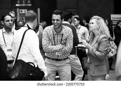 Johannesburg, South Africa - August 20, 2015: Delegates Networking At A Sales Convention In Large Conference Hall