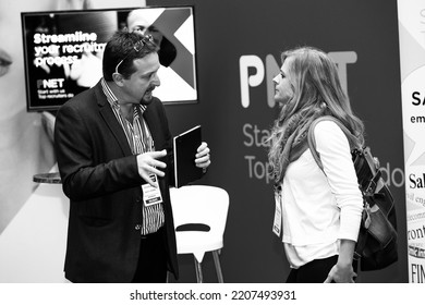 Johannesburg, South Africa - August 20, 2015: Delegates Networking At A Sales Convention In Large Conference Hall