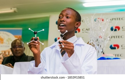 JOHANNESBURG, SOUTH AFRICA - Dec 28, 2018: Johannesburg, South Africa - March 22 2017: African Primary School Students Doing A Science Demonstration