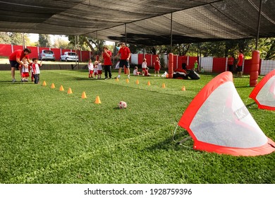 JOHANNESBURG, SOUTH AFRICA - Feb 03, 2021: Johannesburg, South Africa - April 28, 2012: Soccer Football Coaching And Training For Little Kiddies League