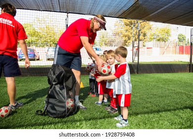 JOHANNESBURG, SOUTH AFRICA - Feb 03, 2021: Johannesburg, South Africa - April 28, 2012: Soccer Football Coaching And Training For Little Kiddies League