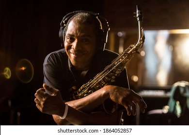 Johannesburg, South Africa - February 18, 2014: African Artist Femi Kuti, Nigeria Posing For A Photo With A Saxophone