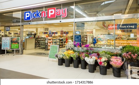 Johannesburg, South Africa - February 22, 2017: Entrance to local Pick n Pay supermarket grocery store