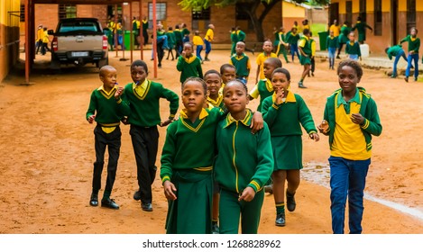 Johannesburg, South Africa - February 24 2017: African Primary School Children Before School Starts