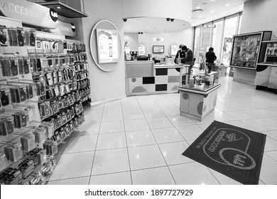 JOHANNESBURG, SOUTH AFRICA - Jan 06, 2021: Johannesburg, South Africa - July 05 2011: Inside interior of a mobile cell phone store in a Mall