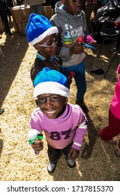 Johannesburg, South Africa - July 18, 2014: Young African Preschool Kids With Face Paint On The Playground 