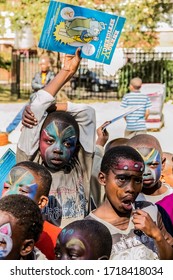 Johannesburg, South Africa - July 18, 2014: Young African Preschool Kids With Face Paint On The Playground 