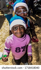 Johannesburg, South Africa - July 18, 2014: Young African Preschool Kids With Face Paint On The Playground 