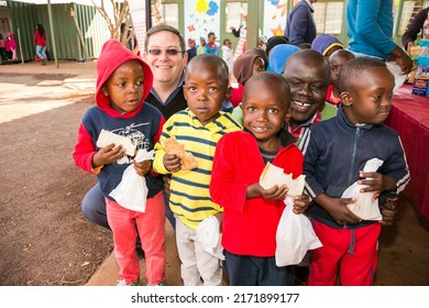 Johannesburg, South Africa - July 18, 2016: Community Outreach Providing Meals For African Children