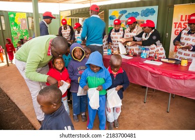 Johannesburg, South Africa - July 18, 2016: Community Outreach Providing Meals For African Children