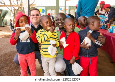 Johannesburg, South Africa - July 18, 2016: Community Outreach Providing Meals For African Children