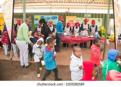 Johannesburg, South Africa - July 18, 2016: Community Outreach Providing Meals For African Children