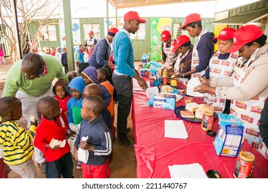 Johannesburg, South Africa - July 18, 2016: Community Outreach Providing Meals For African Children